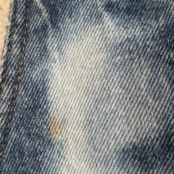 Vintage Levi's Denim Sherpa Lined Snap Button Vest Orange Tab Size L Distressed - Picture 4 of 12